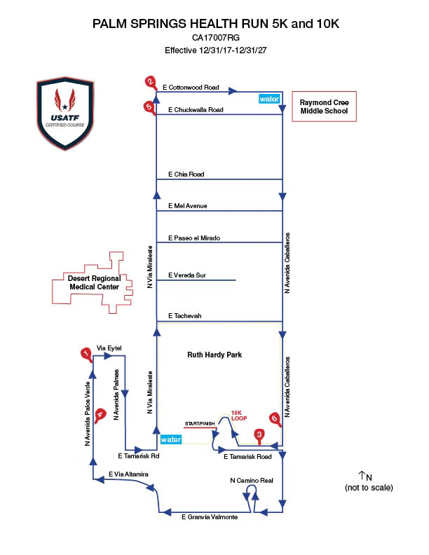 Palm Springs Health Run race route. 